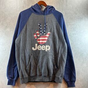 Jeep Men's Grey and Blue Hoodie